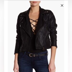 BLANK NYC Faux Leather Moto Jacket / black